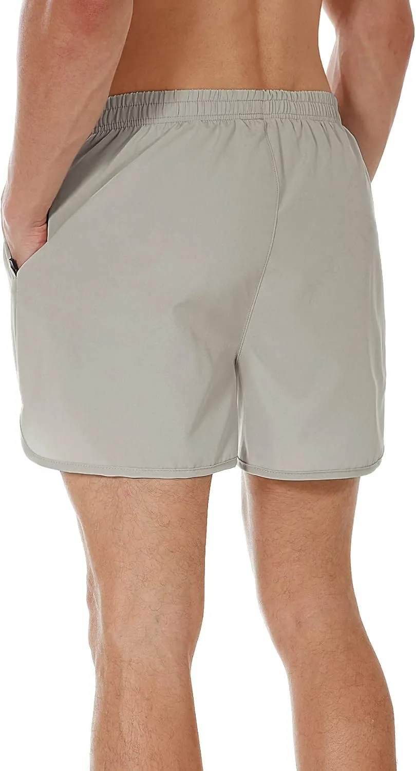 SILKWORLD Men's Running Stretch Quick Dry Shorts with Zipper Pockets(Pack of 2,3)