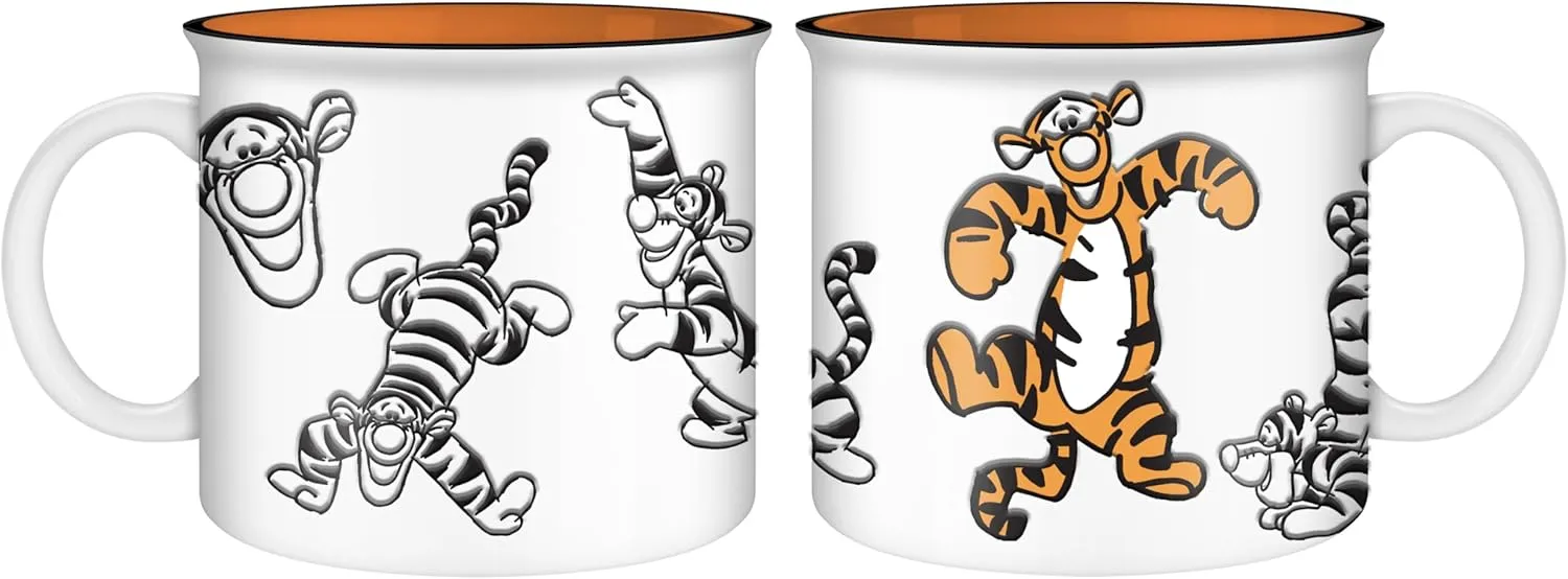 Silver Buffalo Winnie The Pooh Multiple Tigger Poses Wax Resist 20oz Ceramic Camper Mug