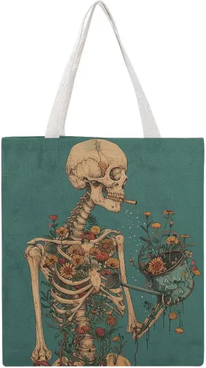 Single Canvas Shopping Bag,Plants And Flowers Print Cotton Tote Bag,practical Large Capacity Tote Bag,ladies Tote Bag