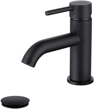 Single Handle Black Bathroom Faucet with Brass Drain Assembly and Escutcheon, Matte Black (Matte Black-JO1)