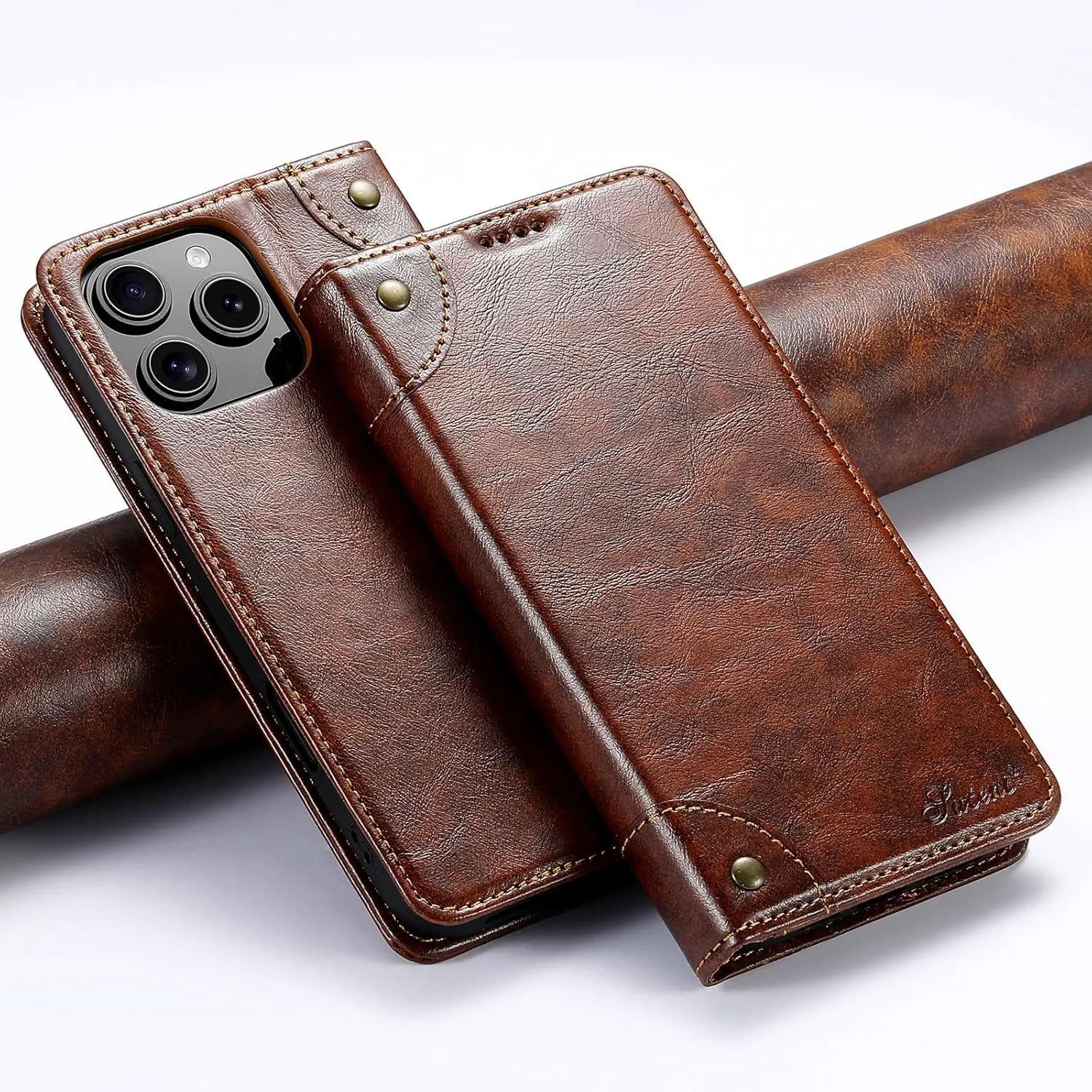 SINIANL Compatible with iPhone 16 Pro Max Wallet Case, for iPhone 16 Pro Max Case Wallet with Magnetic Kickstand Credit Card Holder Leather Folio Case Flip Cover for iPhone 16 Pro Max Khaki