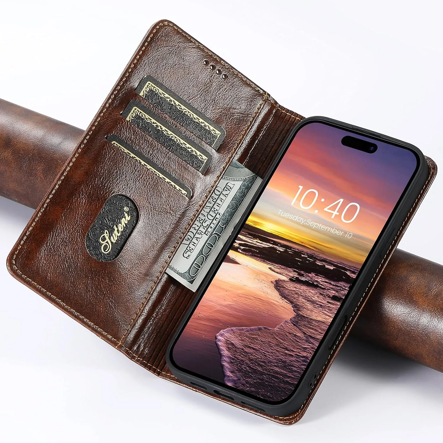 SINIANL Compatible with iPhone 16 Pro Max Wallet Case, for iPhone 16 Pro Max Case Wallet with Magnetic Kickstand Credit Card Holder Leather Folio Case Flip Cover for iPhone 16 Pro Max Khaki