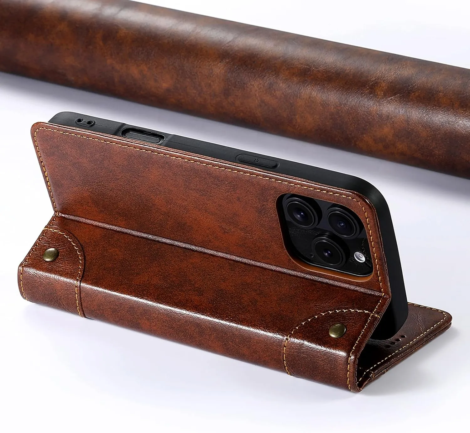 SINIANL Compatible with iPhone 16 Pro Max Wallet Case, for iPhone 16 Pro Max Case Wallet with Magnetic Kickstand Credit Card Holder Leather Folio Case Flip Cover for iPhone 16 Pro Max Khaki