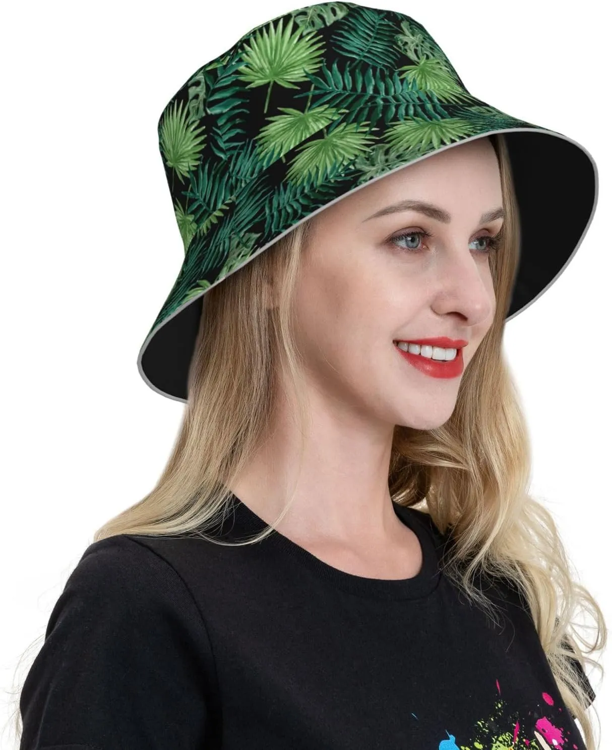 Sky Blue Tie Dye Bucket Hat for Women Men Teens Double-Side-Wear Reversible Summer Beach Sun Hat Packable Fisherman Cap