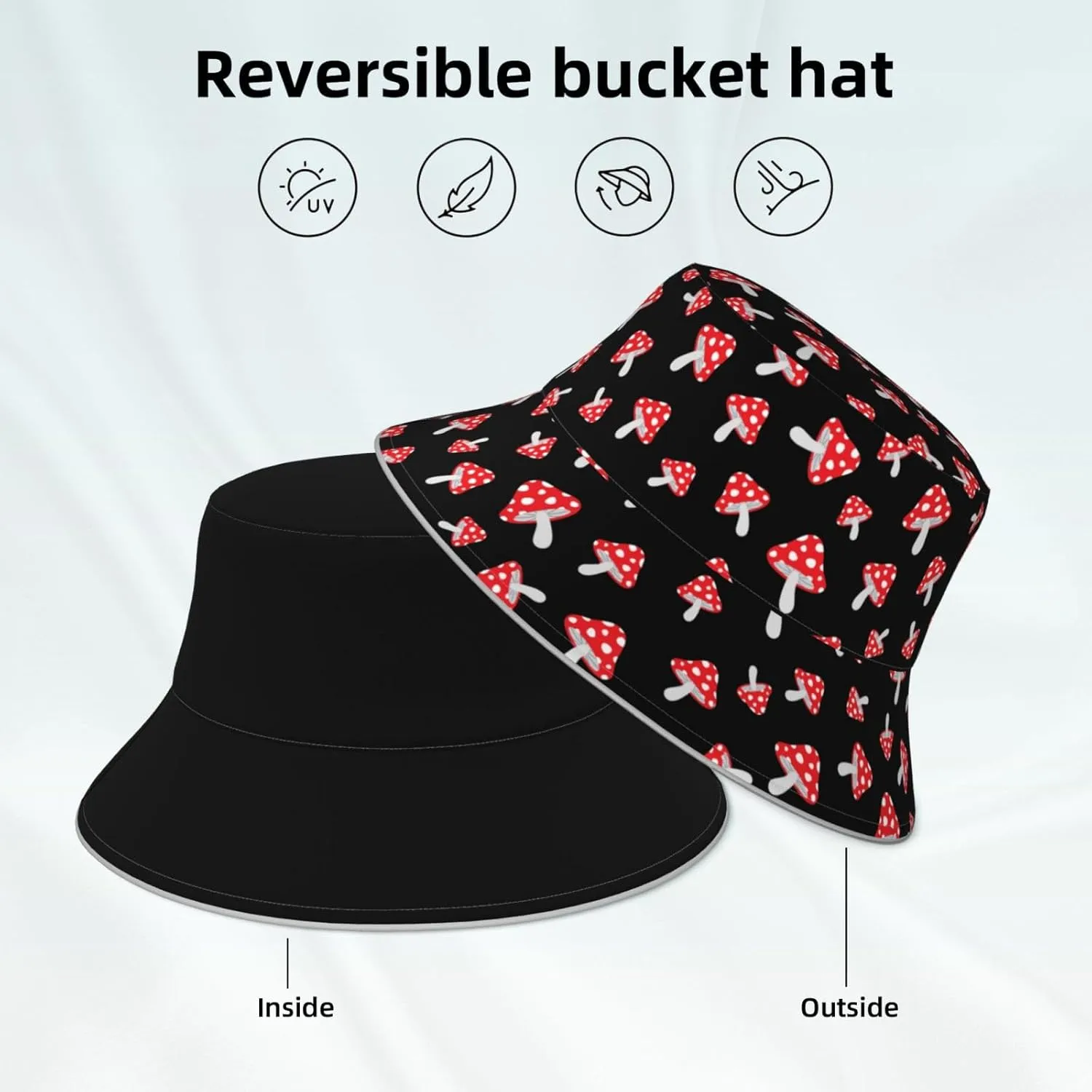 Sky Blue Tie Dye Bucket Hat for Women Men Teens Double-Side-Wear Reversible Summer Beach Sun Hat Packable Fisherman Cap