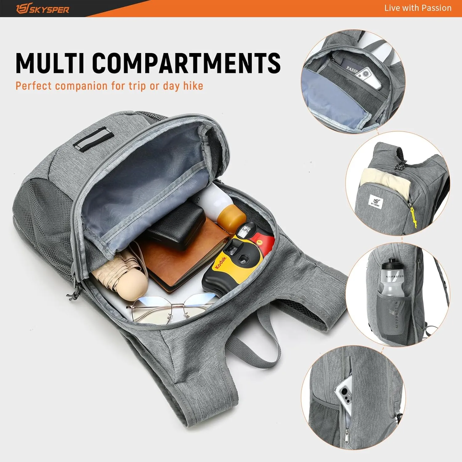 SKYSPER 10L Hiking Backpack Lightweight Packable Back Pack Small Travel Daypack for Women Men Foldable Outdoor Rucksack