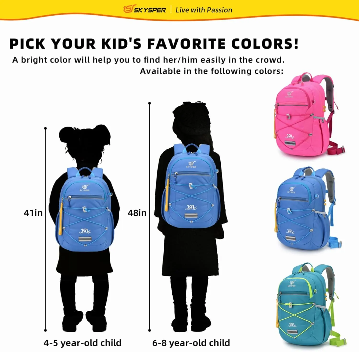 SKYSPER Kids Backpack 18L Children School Bag Child Boy Girl Pack Ages 4-8 for Traveling Day Trips Classes(Blue)