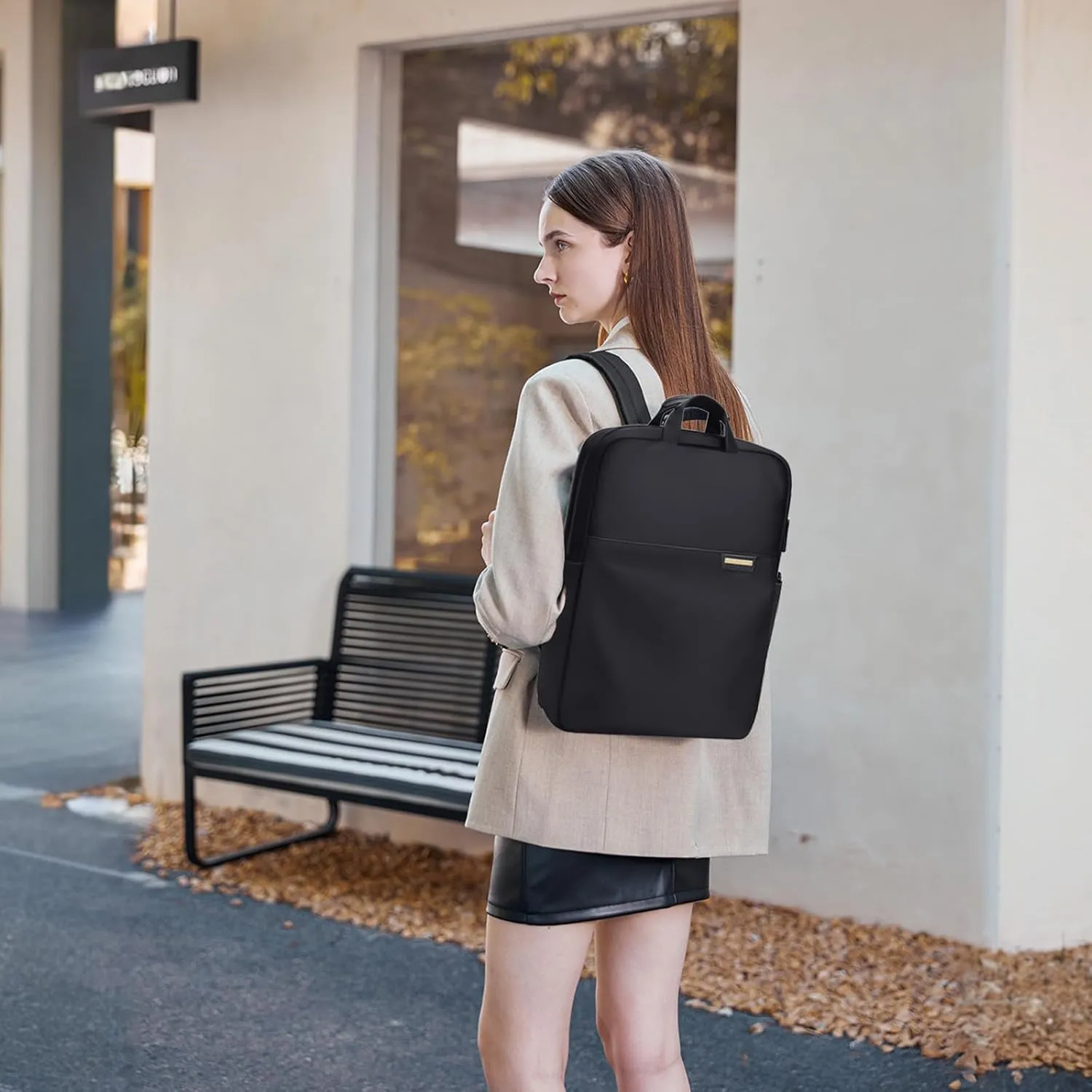 Slim Laptop Backpack for Women, Lightweight Business Backpack for Women Computer Bag Purse for Commuting, Fit 16 Inch, Black