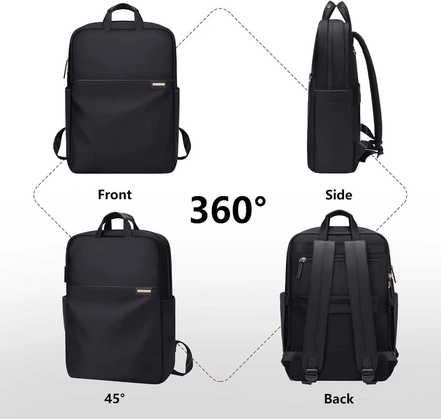 Slim Laptop Backpack for Women, Lightweight Business Backpack for Women Computer Bag Purse for Commuting, Fit 16 Inch, Black