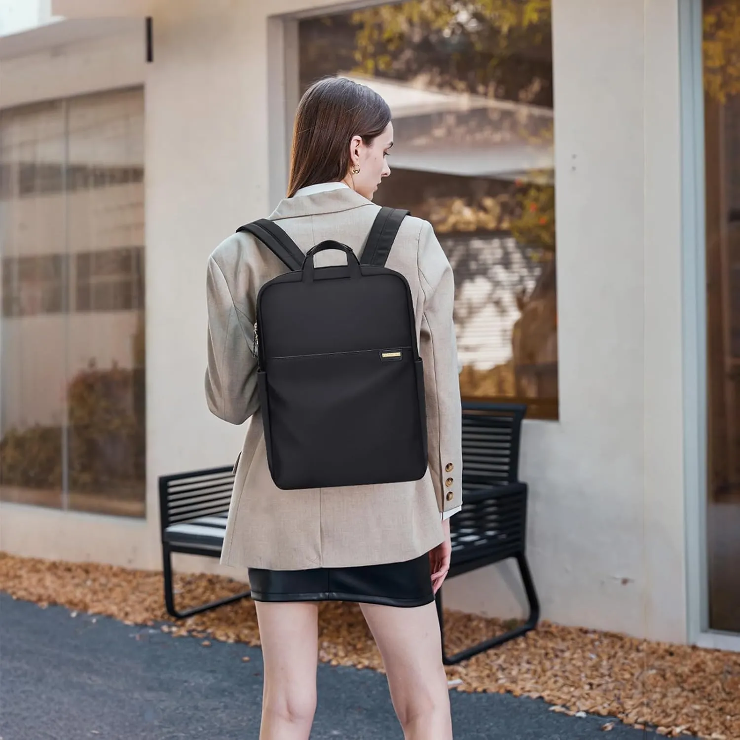 Slim Laptop Backpack for Women, Lightweight Business Backpack for Women Computer Bag Purse for Commuting, Fit 16 Inch, Black