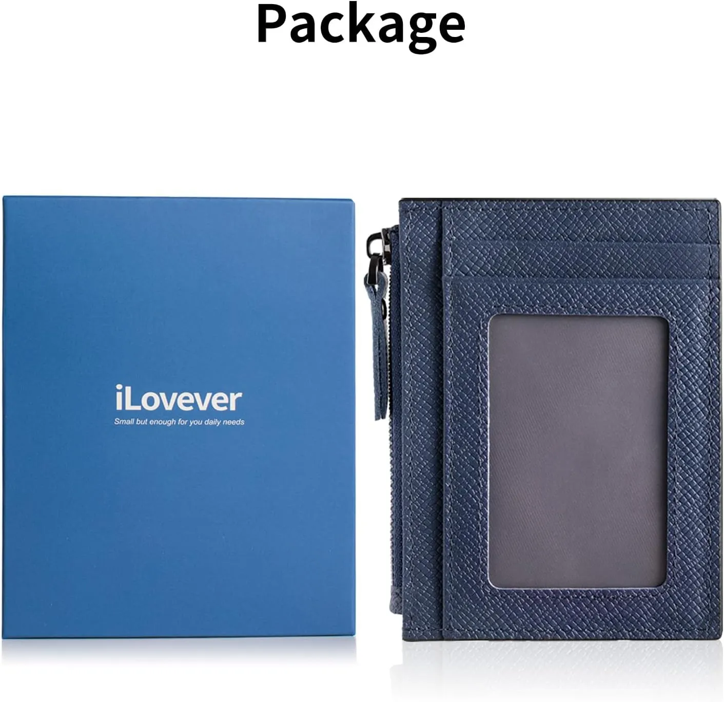 Slim Wallet for Women and men Small Leather RFID Blocking Credit Card Holder Minimalist Front Pocket Wallet with Coin Purses & Pouches,Navy
