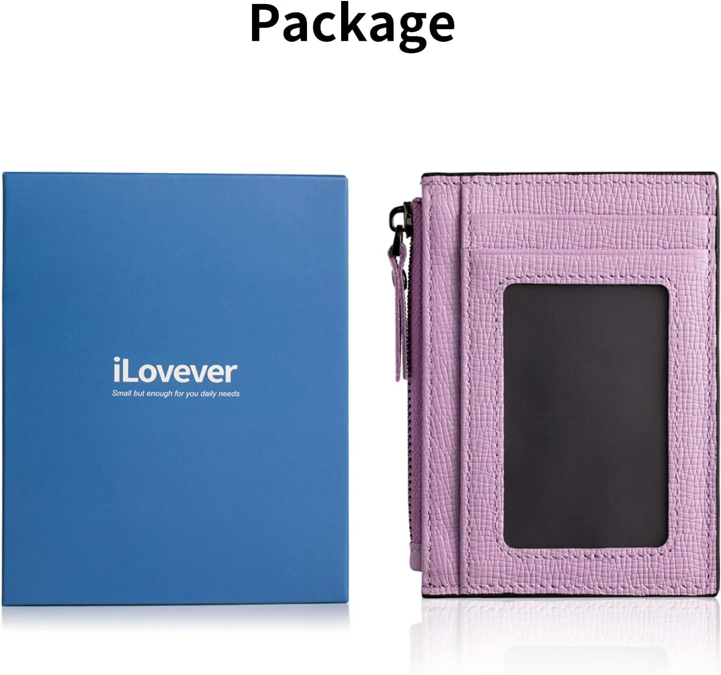 Slim Wallet for Women Small Leather RFID Blocking Credit Card Holder Minimalist Front Pocket Wallet with Coin Purses & Pouches,PinkPurple