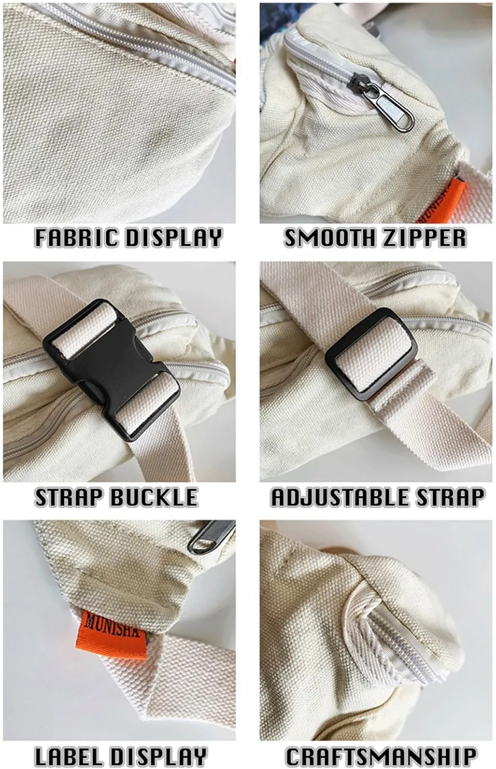 Sling Bag for Women Men Canvas Crossbody Bag Fanny Pack Belt Purses Backpack Traveling (Brown)