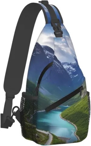 Sling Bag for Women Men Cross Chest Bag Norwegian fjords Sling Backpack Crossbody Shoulder Bag Fanny Pack Daypack