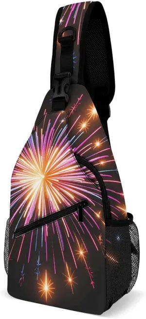 Sling Bag for Women Men Explosion Fireworks 3D Crossbody Bag Hiking Chest Bag Crossbody Fanny Pack Fashion Waist Packs Casual Daypack Backpacks Shoulder Bag for Travel