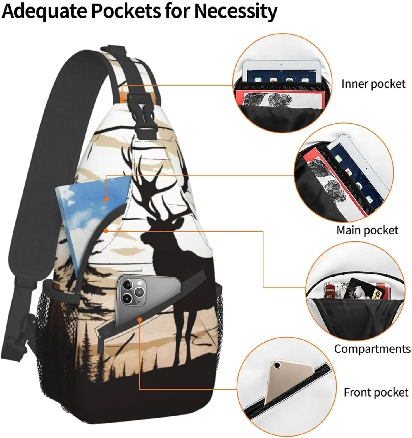Sling Bag for Women Men Shoulder Bag winter landscape Chest Bag Travel Fanny Pack Lightweight Casual Daypack