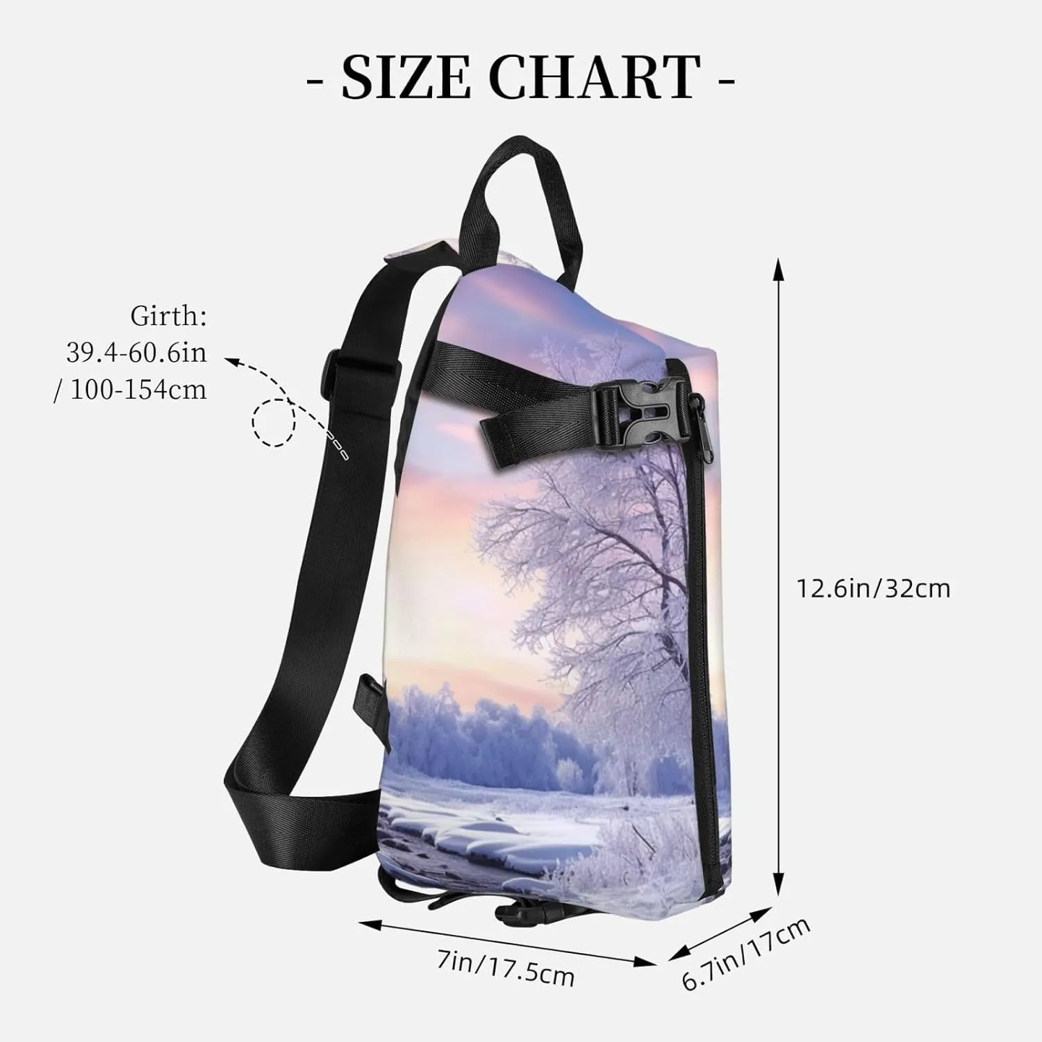 Sling Bag for Women Men Shoulder Bag Winter X-mas Chest Bag Travel Fanny Pack Lightweight Casual Daypack, Winter Landscape, One Size