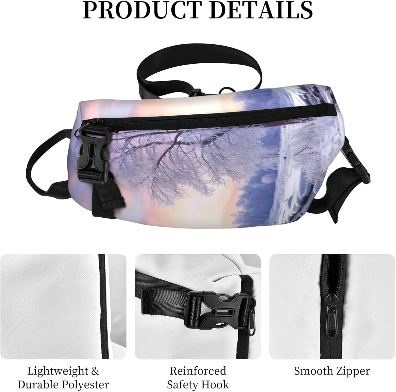 Sling Bag for Women Men Shoulder Bag Winter X-mas Chest Bag Travel Fanny Pack Lightweight Casual Daypack, Winter Landscape, One Size