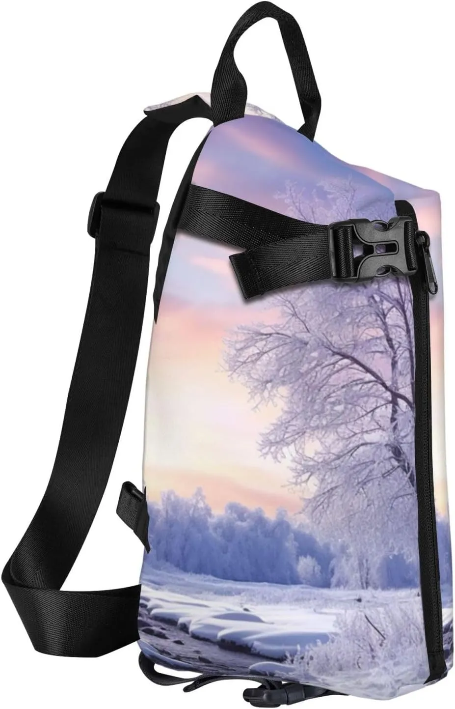 Sling Bag for Women Men Shoulder Bag Winter X-mas Chest Bag Travel Fanny Pack Lightweight Casual Daypack, Winter Landscape, One Size