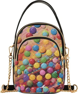 Sling Bag for Women Pigment Bean Print, Fashion Crossbody Handbags Purse with Chain Strap Top handle 5.91×3.15×8.27 Inches