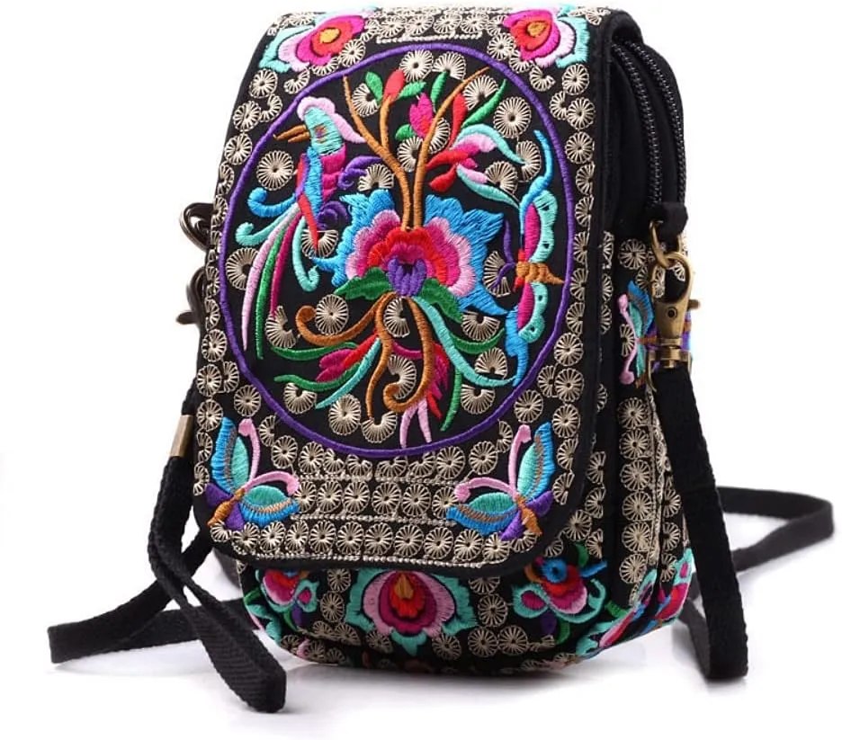 small Embroidered purse,Embroidered cell phone crossbody bag Coin Purse mexican purse Vintage wallet small crossbody cell phone purse