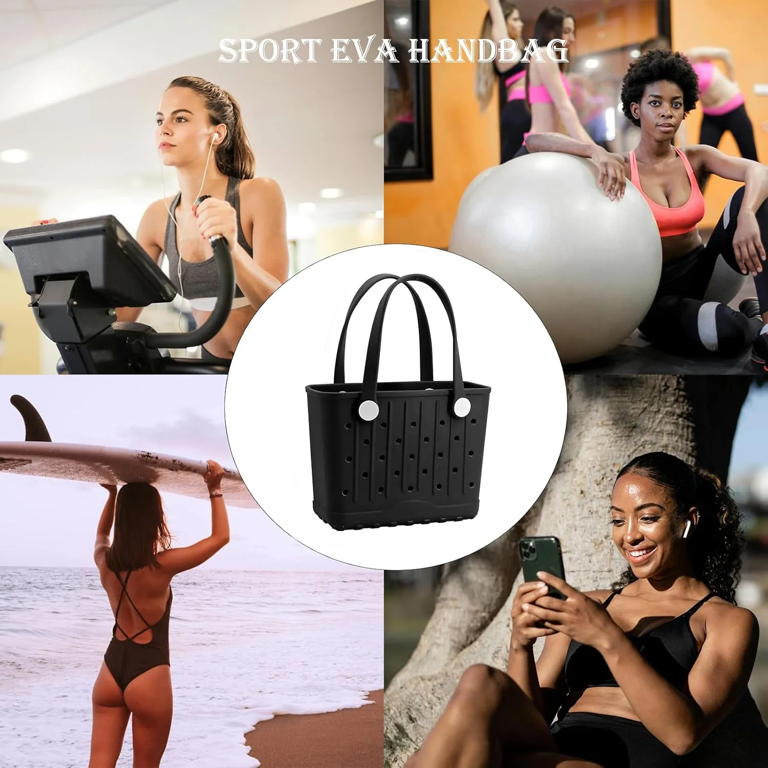 Small EVA Beach Bag Creative Rubber Beach Totes Waterproof Travel Bags Anti-tilting Handbag for Sports Pool BeachYoga