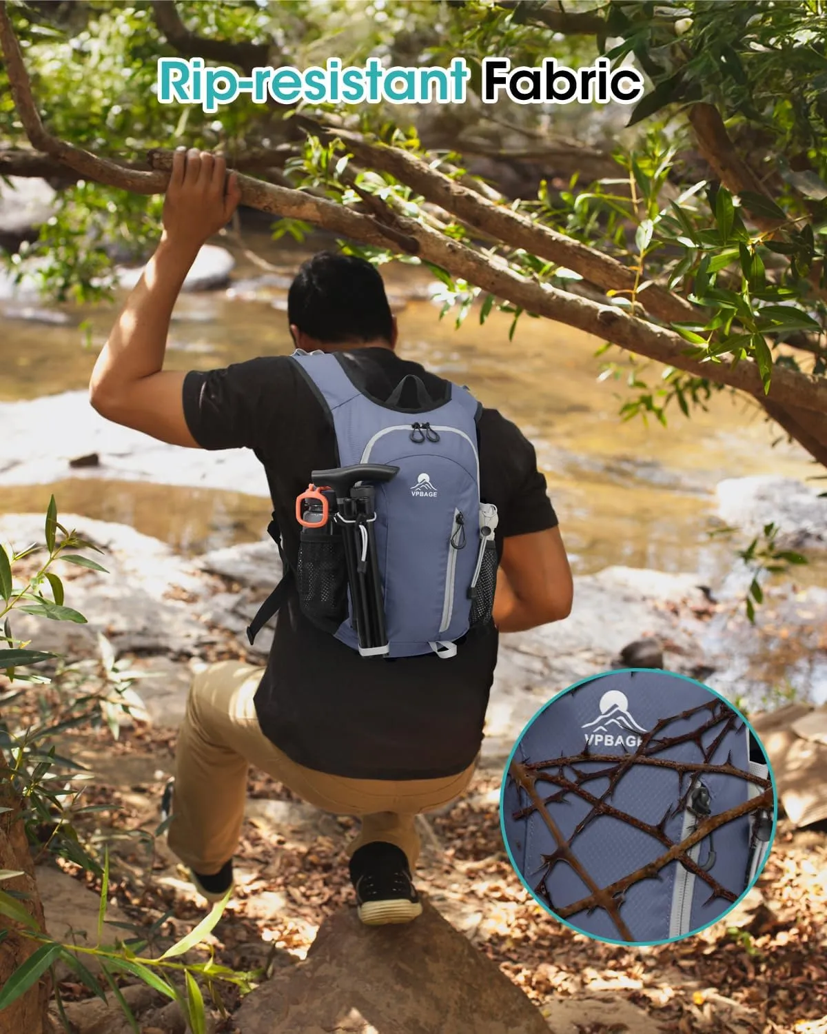 Small Hiking Backpack with Front Phone Holder, Packable Back pack with Chest and Waist Strap, Lightweight Daypack for Women Men
