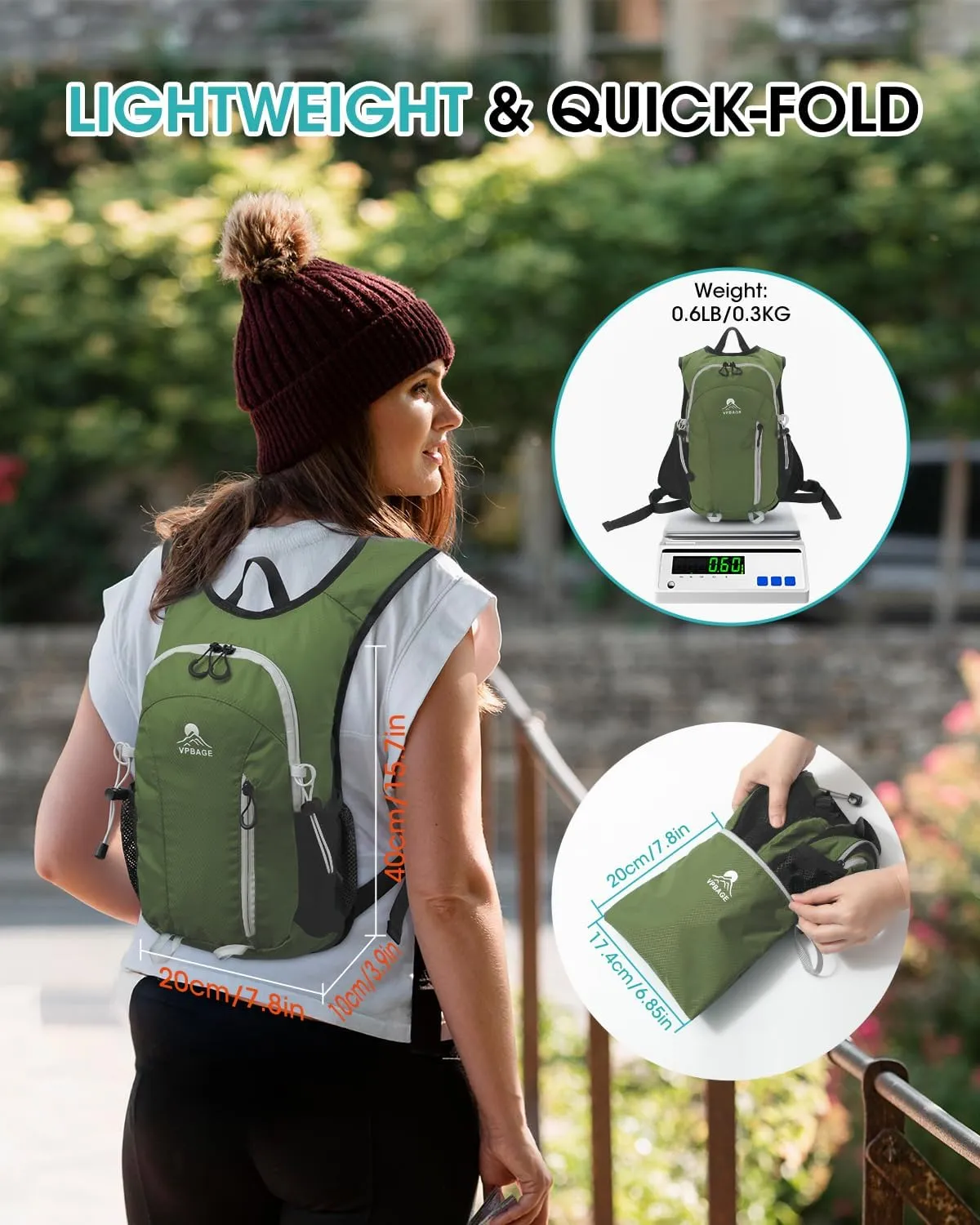 Small Hiking Backpack with Front Phone Holder, Packable Back pack with Chest and Waist Strap, Lightweight Daypack for Women Men