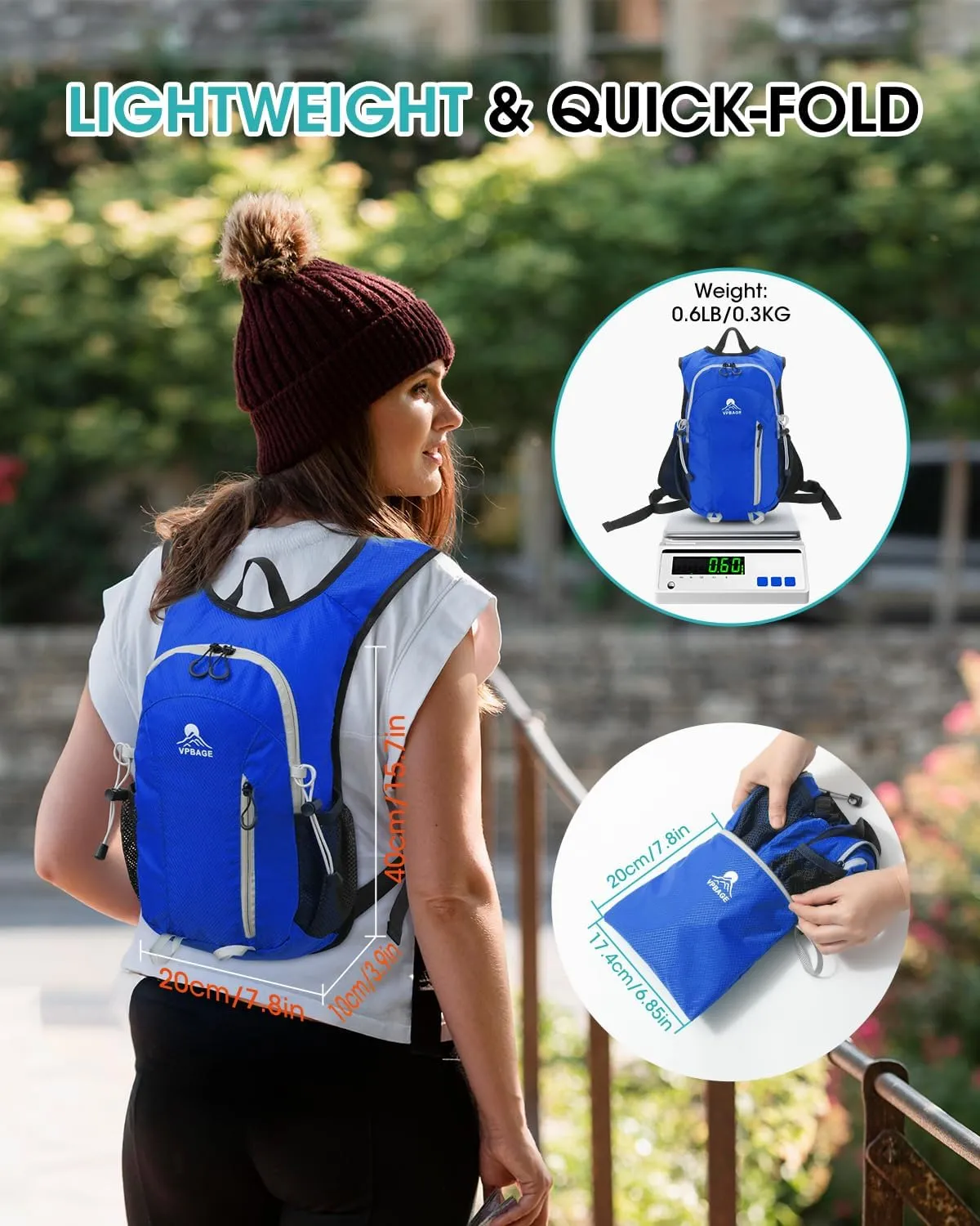 Small Hiking Backpack with Front Phone Holder, Packable Back pack with Chest and Waist Strap, Lightweight Daypack for Women Men