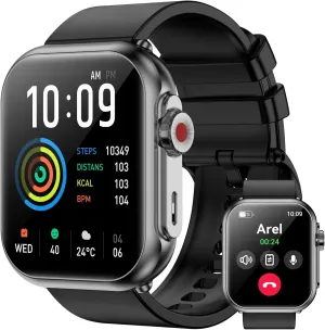 Smart Watch for Men Women, 1000mAh Battery 100-Day Standby Time, 1.85" HD Screen Fitness Tracker, 110  Sport Modes, IP68 Waterproof, Heart Rate/Sleep Monitor, Fitness Watch for Android/iOS (Black)