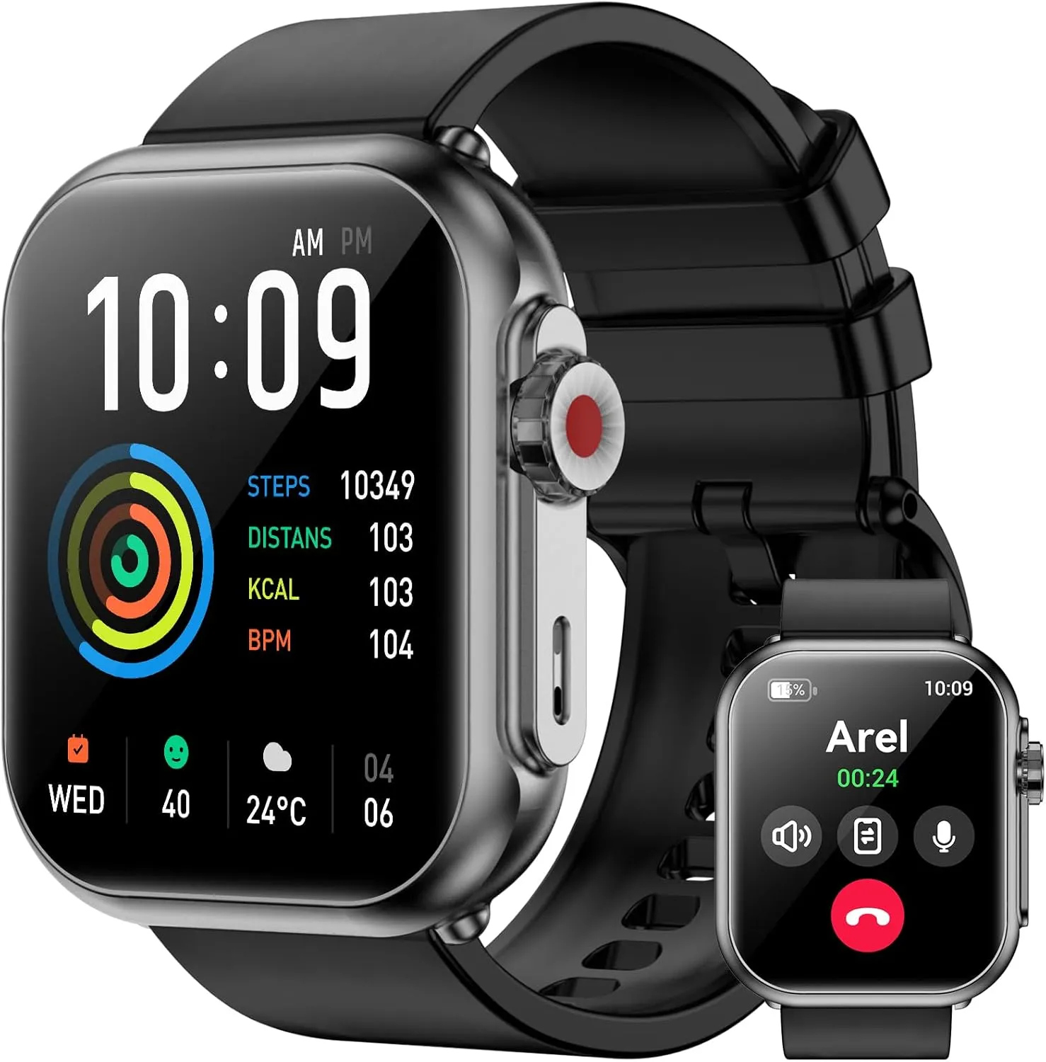 Smart Watch for Men Women, 1000mAh Battery 100-Day Standby Time, 1.85" HD Screen Fitness Tracker, 110  Sport Modes, IP68 Waterproof, Heart Rate/Sleep Monitor, Fitness Watch for Android/iOS (Black)