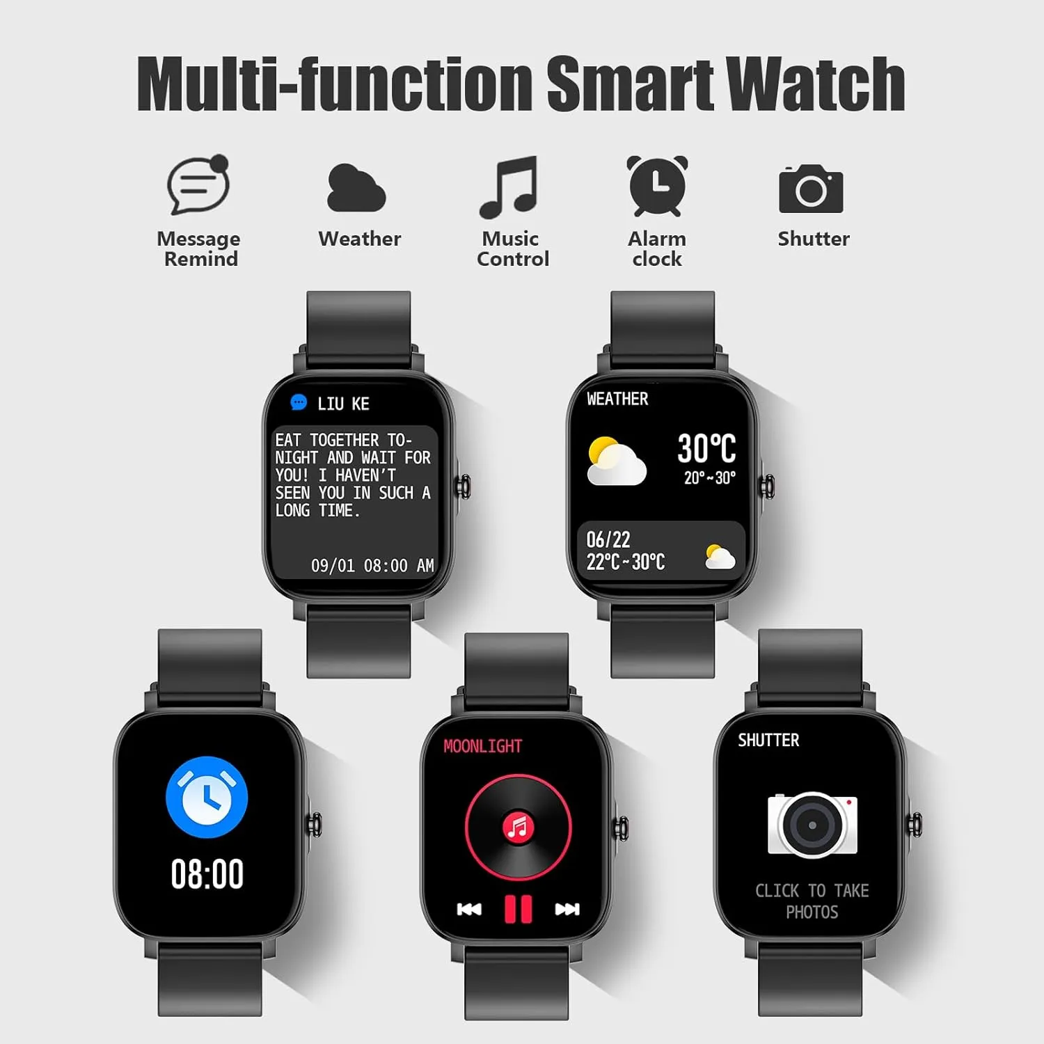 Smart Watch for Men Women SmartWatch 1.83" for iPhone Samsung Android Phone Compatible, Fitness Tracker Watch with Pedometer, Heart Rate/Sleep Monitor, Blood Oxygen, IP68 Waterproof
