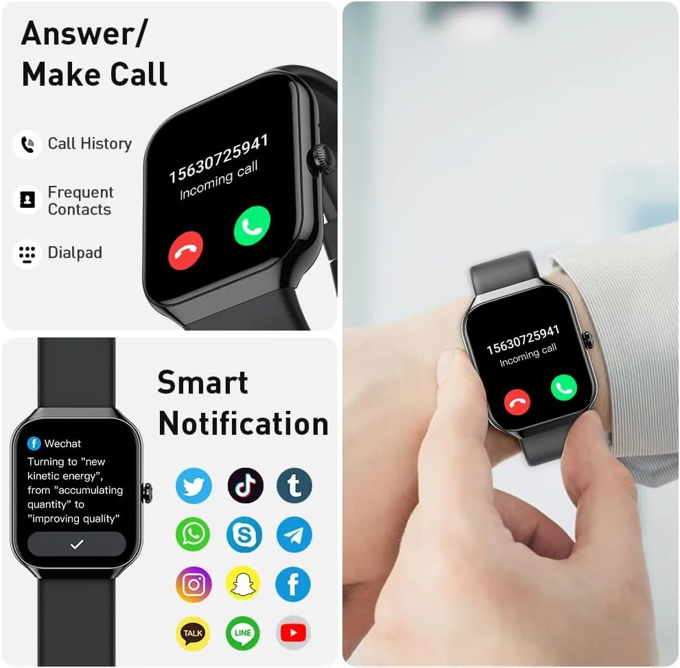 Smart Watch(Answer/Make Call), 1.96" HD Smartwatch for Men Women, 2025 New Fitness Watch with 112  Sport Modes, Heart Rate, Sleep Monitor, Pedometer, IP68 Waterproof Activity Tracker for Android iOS