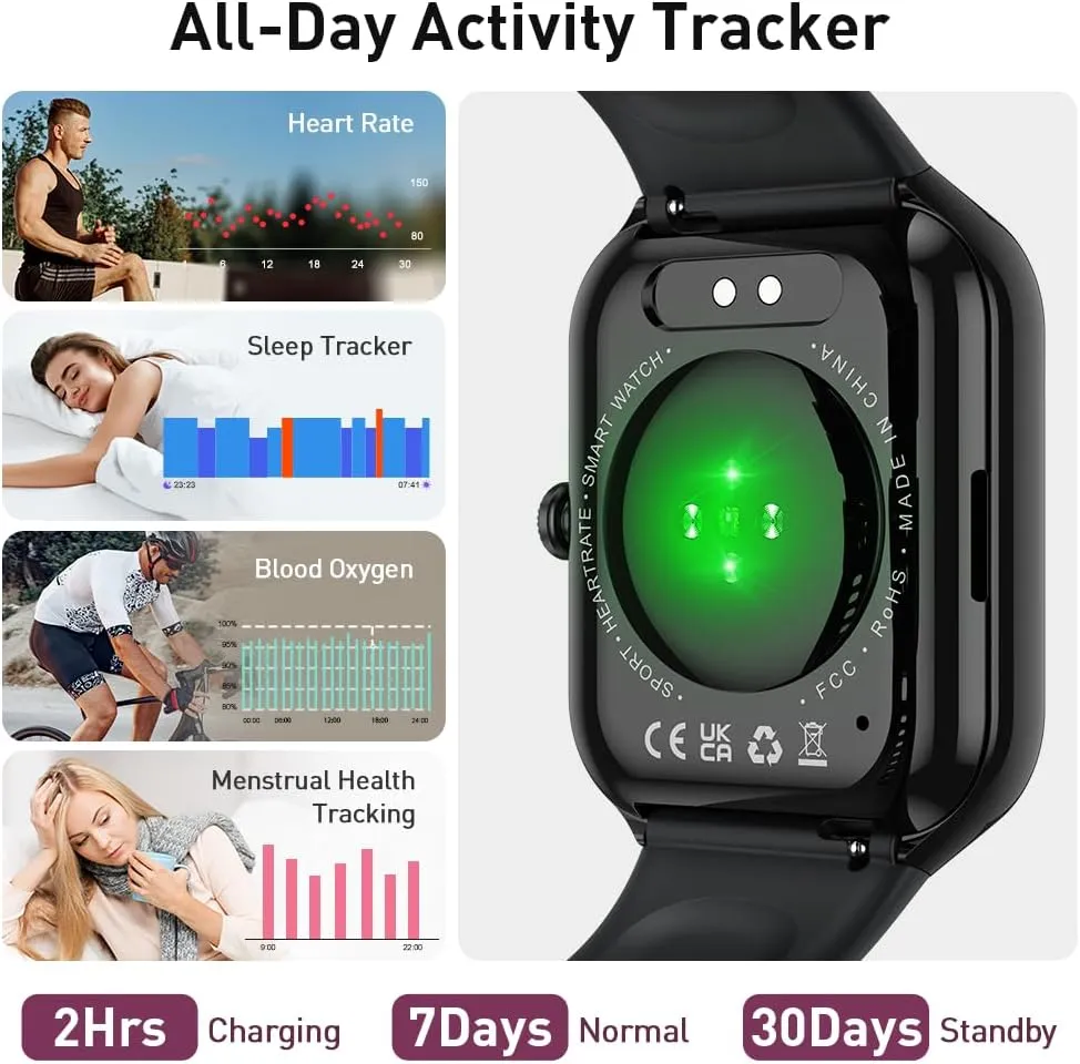 Smart Watch(Answer/Make Call), 1.96" HD Smartwatch for Men Women, 2025 New Fitness Watch with 112  Sport Modes, Heart Rate, Sleep Monitor, Pedometer, IP68 Waterproof Activity Tracker for Android iOS