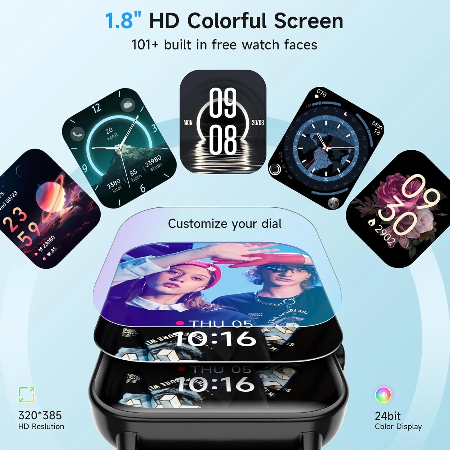 Smart Watches for Men, Alexa Built-in, 1.8" Smartwatch with Heart Rate/SpO2/Sleep/Stress, IP68 Waterproof Fitness Tracker with Bluetooth Call (Answer/Make), 101  Sports Modes, for Android & iPhone