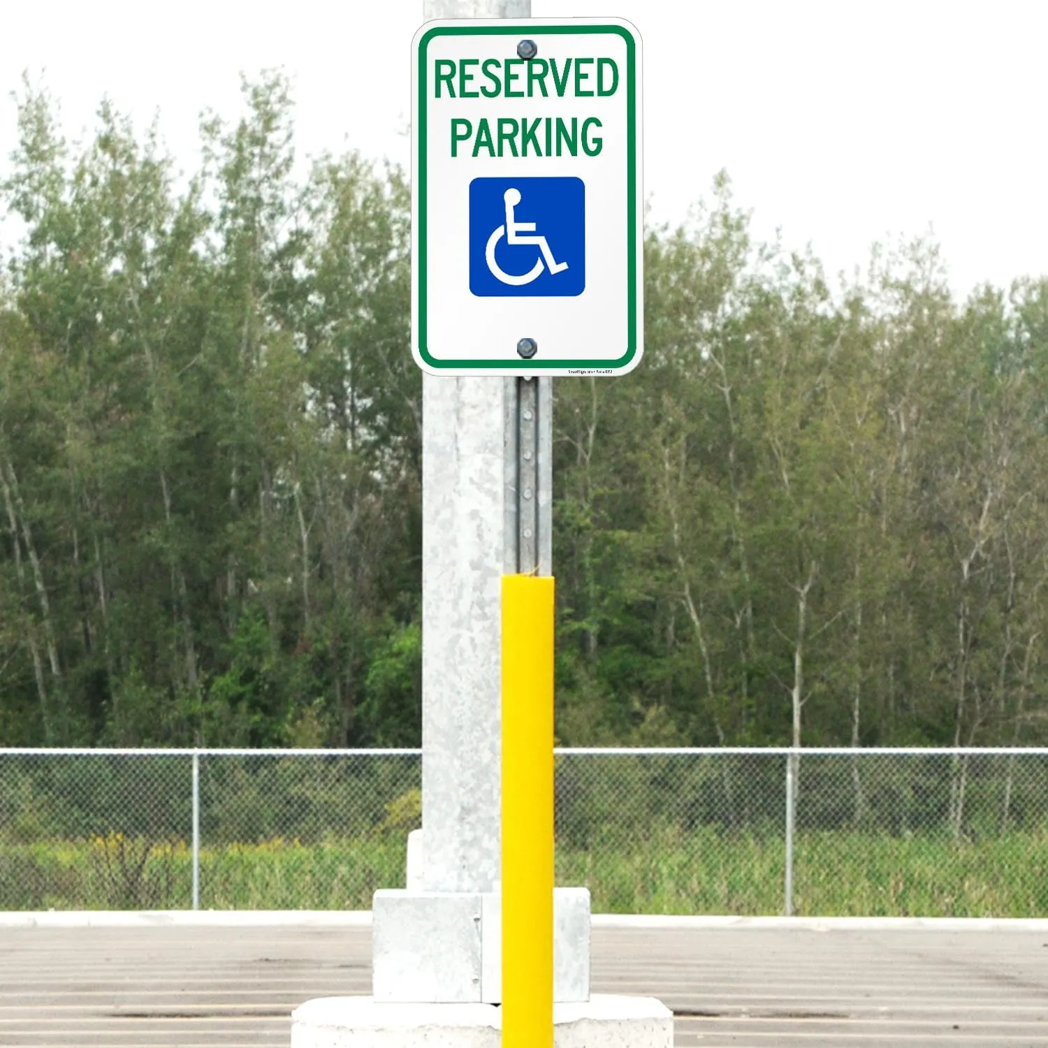 SmartSign (Pack of 2) 18 x 12 inch Federal Handicap Reserved Parking Sign, 120 mil Aluminum Composite (ACM), Engineer Grade Reflective Material, Blue/Green on White, Made in USA
