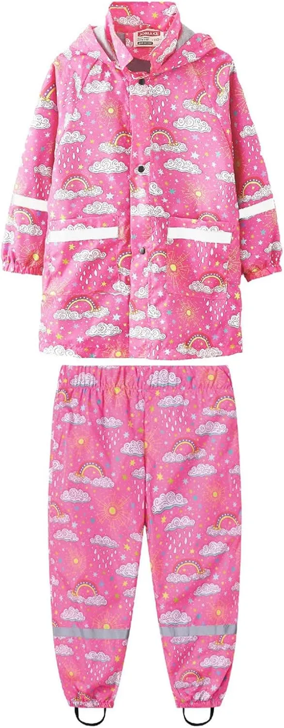 Soccer Rain Gear for Kids Reflective Raincoat Girls Hooded Rain Windproof Raincoat Trench Pants Outfits Hoodies Clothes