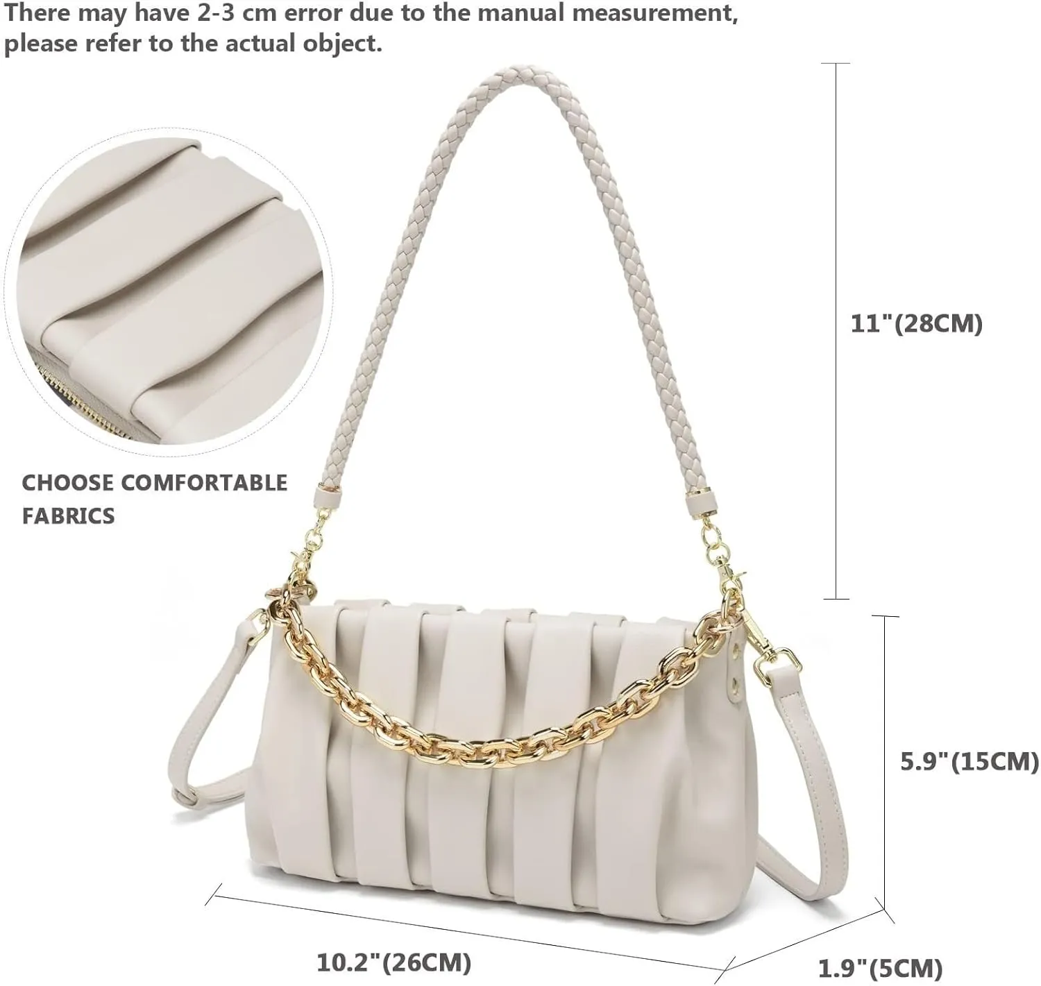 Soft Leather Trendy Crossbody Tote Handbag Gold Chain Clutch Pouch Bag Shoulder Dumpling Purse for Women