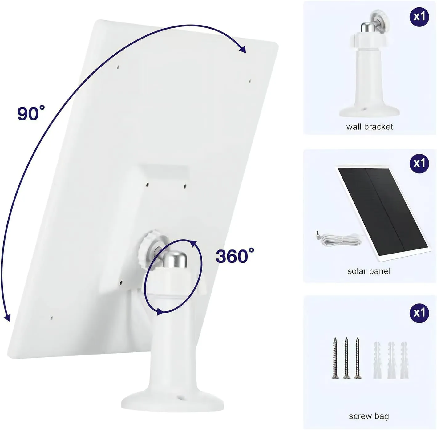 Solar Panel Charger for Ring Camera, Compatible with Ring Stick Up Cam Battery, Ring Spotlight Cam Battery, Not for Spotlight Plus/Pro, Waterproof, 6W Fast Charging (White)