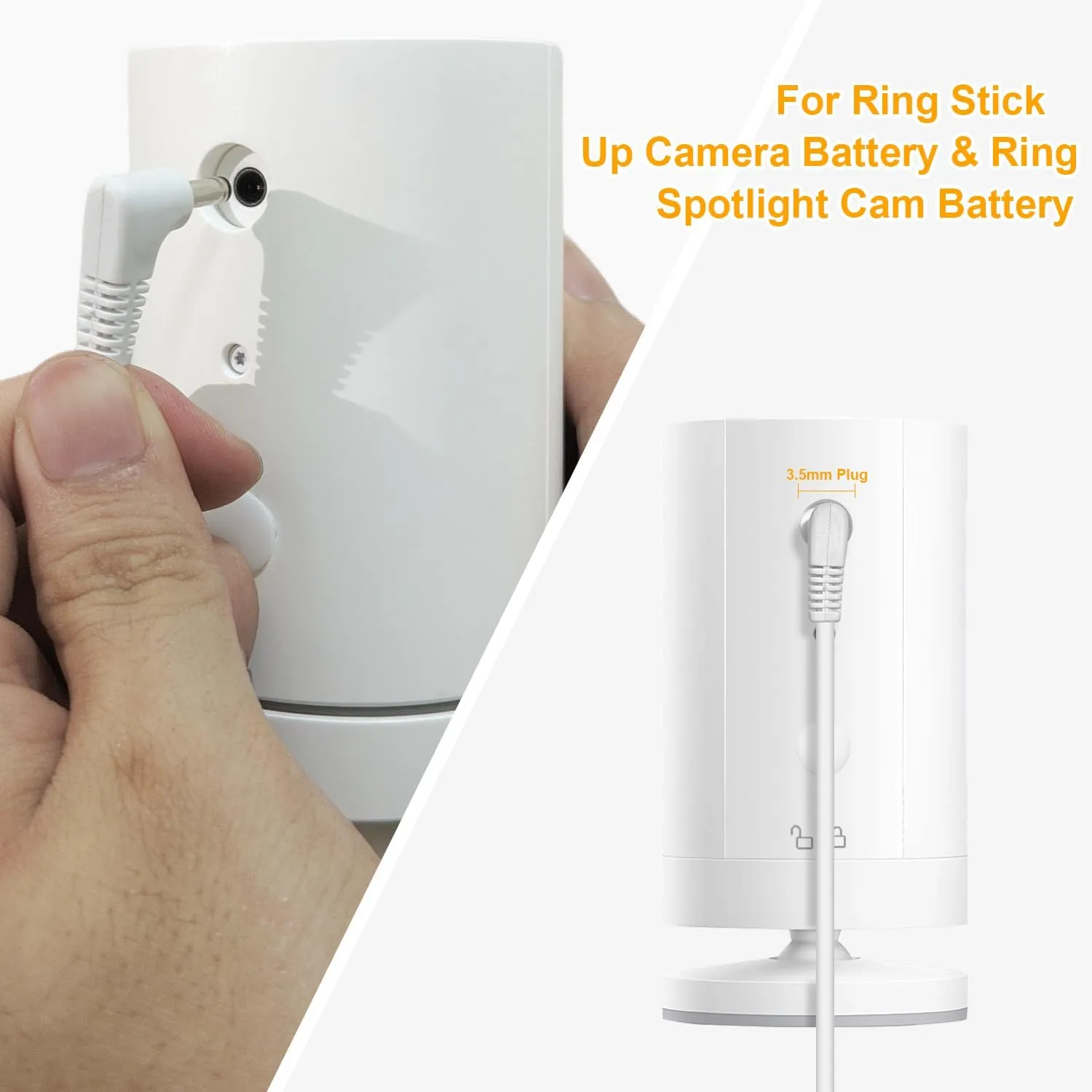 Solar Panel Charger for Ring Camera, Compatible with Ring Stick Up Cam Battery, Ring Spotlight Cam Battery, Not for Spotlight Plus/Pro, Waterproof, 6W Fast Charging (White)