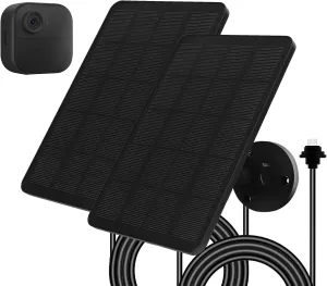 Solar Panel for Blink Camera Outdoor, Solar Panel 4W Compatible with Blink Outdoor 4 (4th Gen) Camera, Solar Charger for Camera with 13.12Ft Outdoor Power Cable, 360° Adjustable Mount, 2 Pack