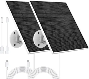 Solar Panel for Eufy Outdoor Camera, Camera Solar Panel Charger Compatible with Eufycam, Continuous Power Supply, 5W Solar Panel with 9.8ft Charging Cable, IP65 Waterproof, 2 Pack