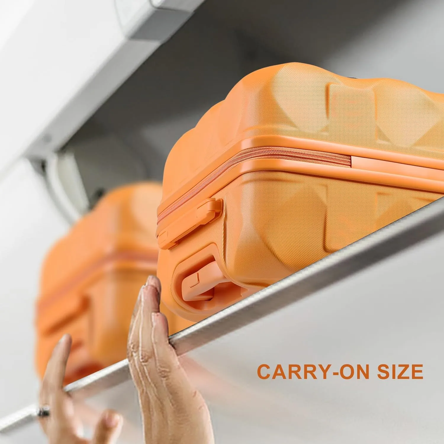 Somago Luggage Sets 20in Carry on Suitcase with TSA Lock YKK Zipper Spinner Wheels ABS Hardside Luggage 3 Piece Weekender Bags Travel Set, Orange