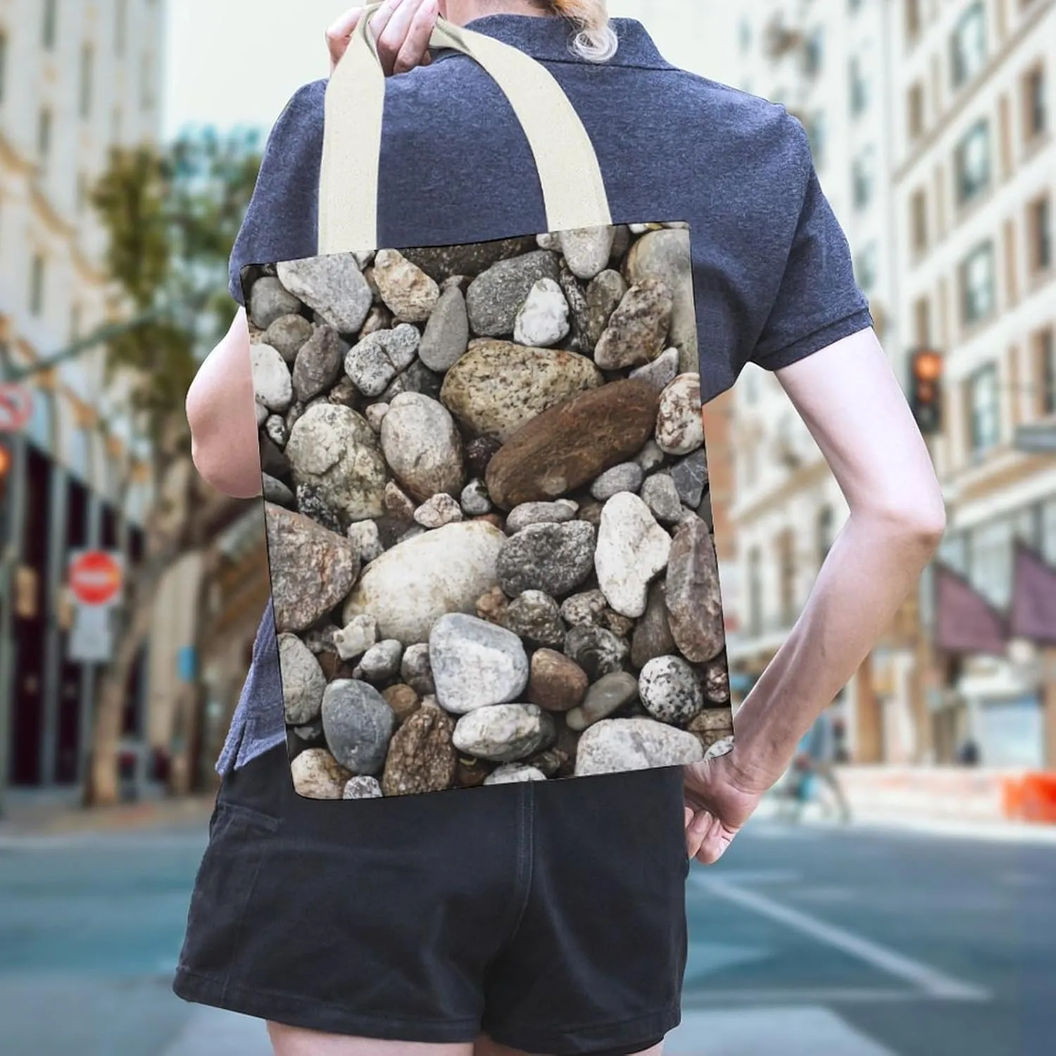 Southwest Canyons Diamon Handheld Canvas Tote Bag with Large Capacity Pockets Inside
