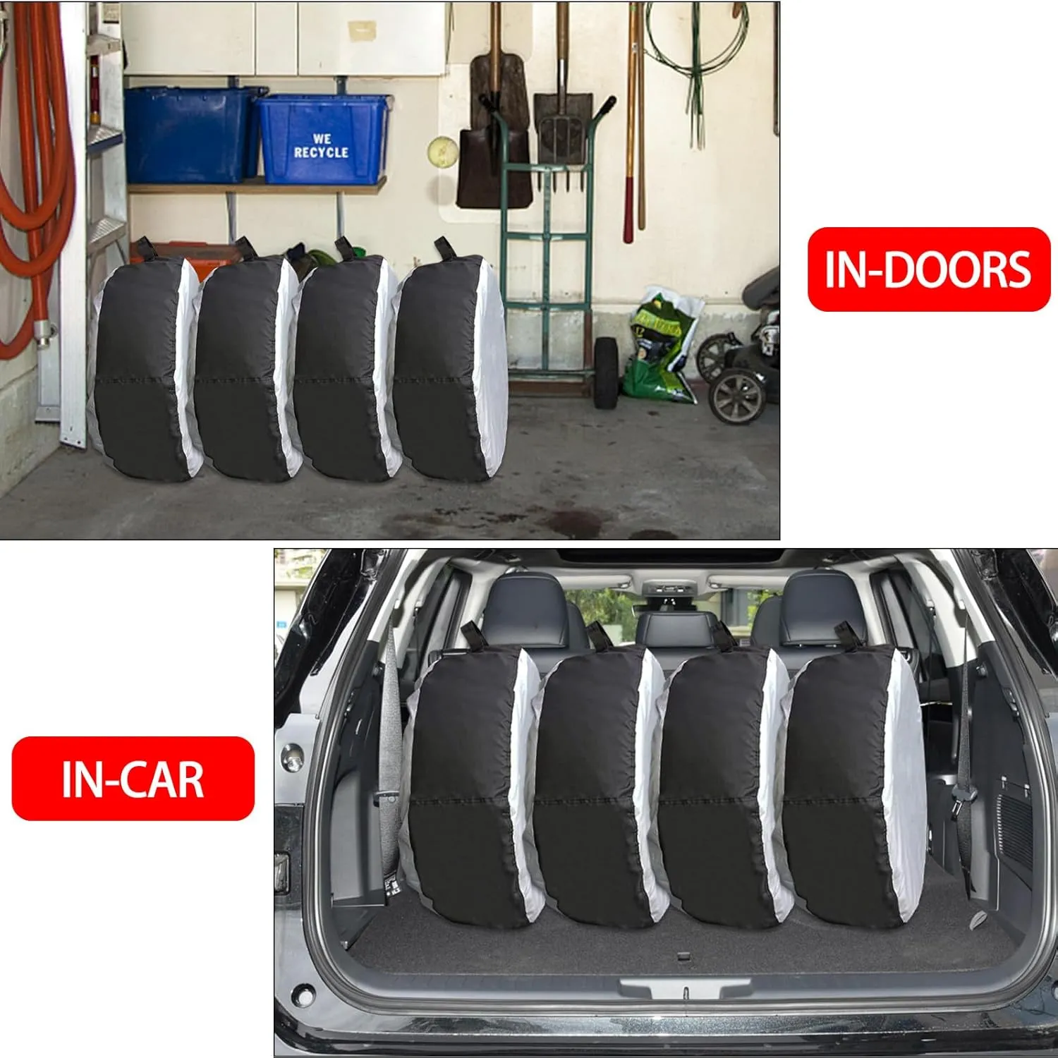 Spare Tire Cover with Handle,420D Oxford Cloth Portable Tire Totes,Tire Bag Against Dust and Scratches Tire Wheel Protector for RV Jeep(Fits Tire Diameters 22''-31'', M)