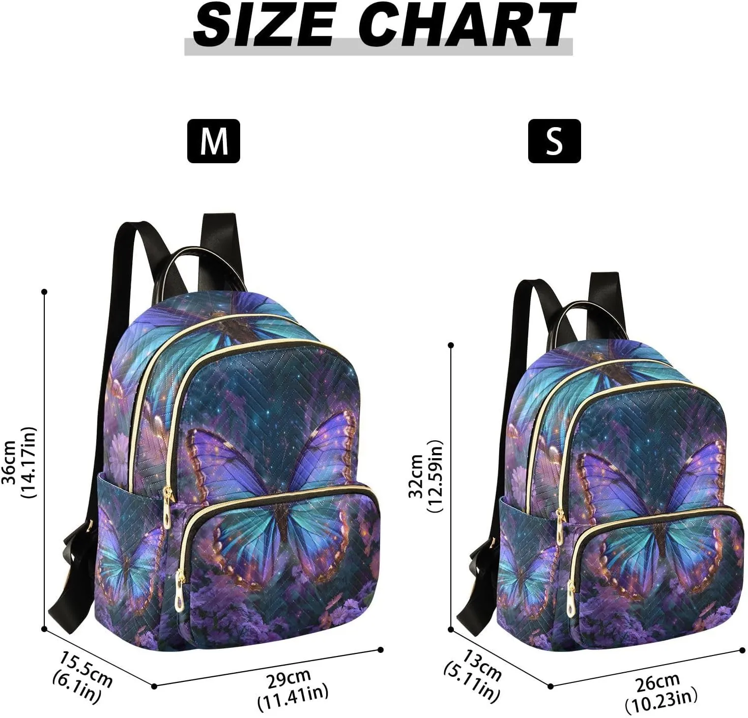 Sparkling Butterfly Daisy Mini Backpack Purse for Women Shoulder Bag Fashion Daypack Ladies Handbag Lightweight Travel Bag Rucksack