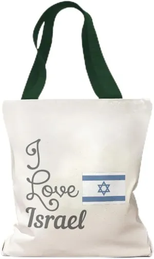 Speedy Pros Canvas Tote Bag for Women I Love Israel Country Flag Jewish Beach Bags for Women