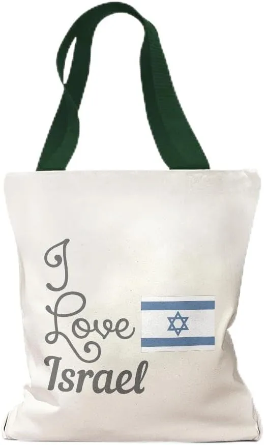 Speedy Pros Canvas Tote Bag for Women I Love Israel Country Flag Jewish Beach Bags for Women
