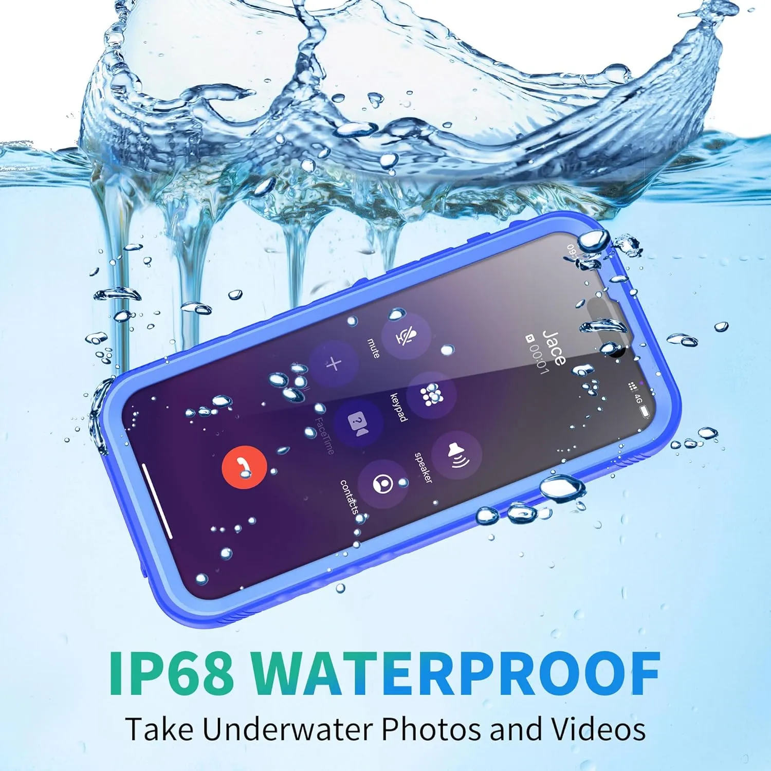 SPORTLINK for iPhone 14 Pro Max Waterproof Case - Built-in Shockproof Dustproof Screen Protector - IP68 Underwater/Military Dropproof/Full Body Protection/Cover for iPhone 14 Pro Max (6.7 Inch Blue)