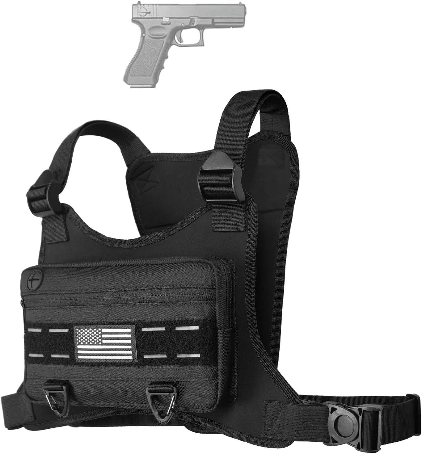 Sports Chest Bag for Men -Tactical Backpack Anti Theft Chest Pack Breathable Running Vest Pouch Water Resistant Reflective with Phone Holder for Workouts Cycling&Hiking